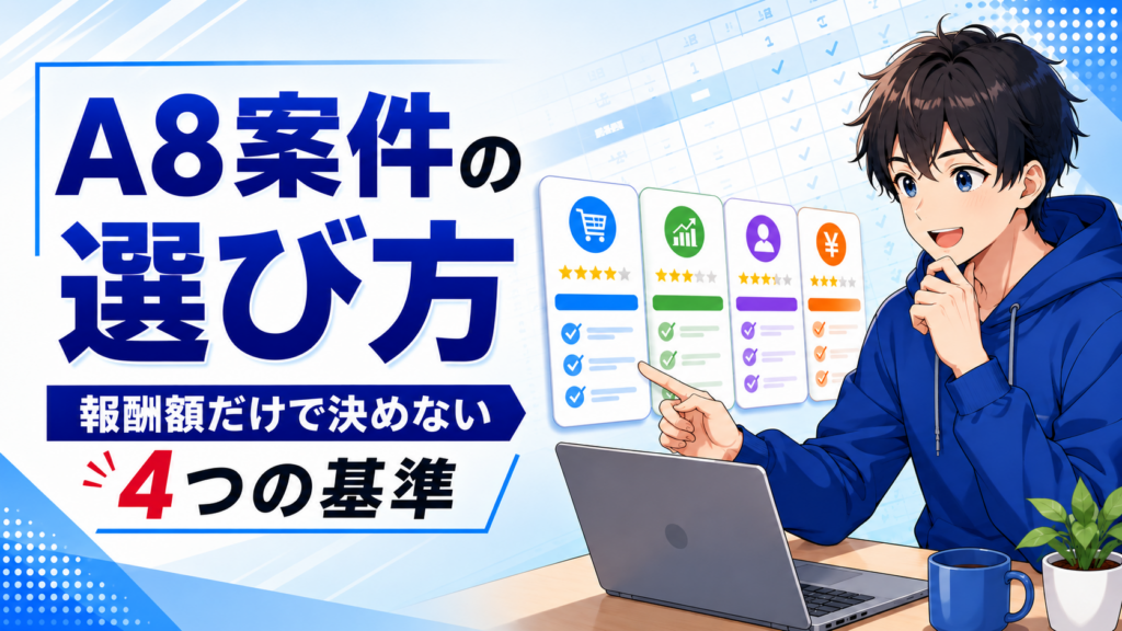 A8.netの案件選びを効率化する4つの基準